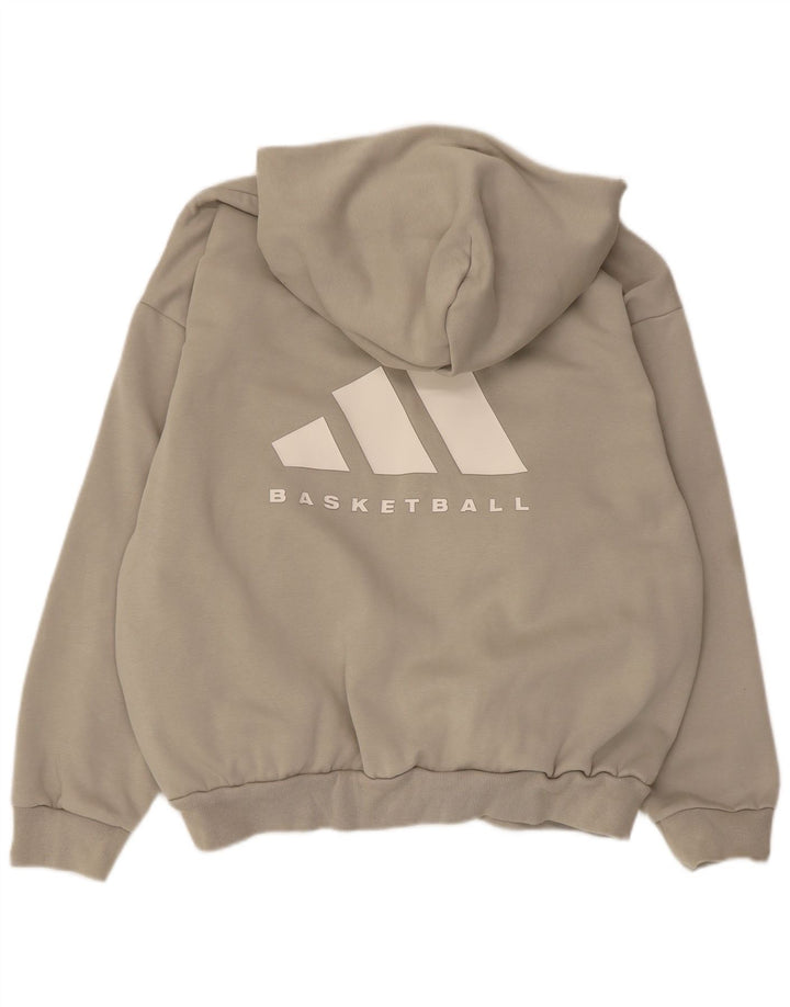 Adidas Hombre Gráfico Sudadera con Capucha De Gran Tamaño Jersey Pequeño Beige