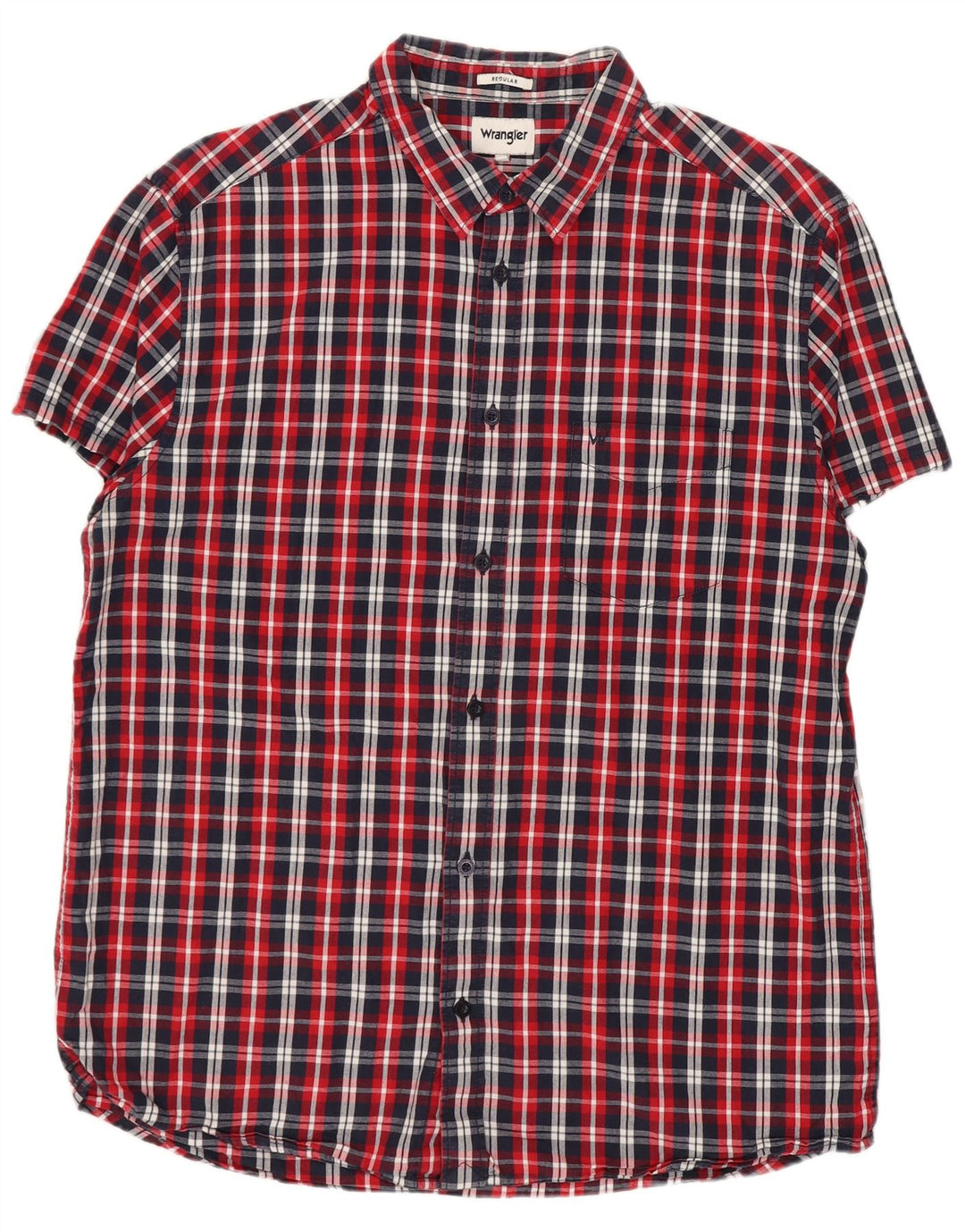 WRANGLER Camisa de manga corta para hombre con ajuste regular y cuadros grandes multicolores