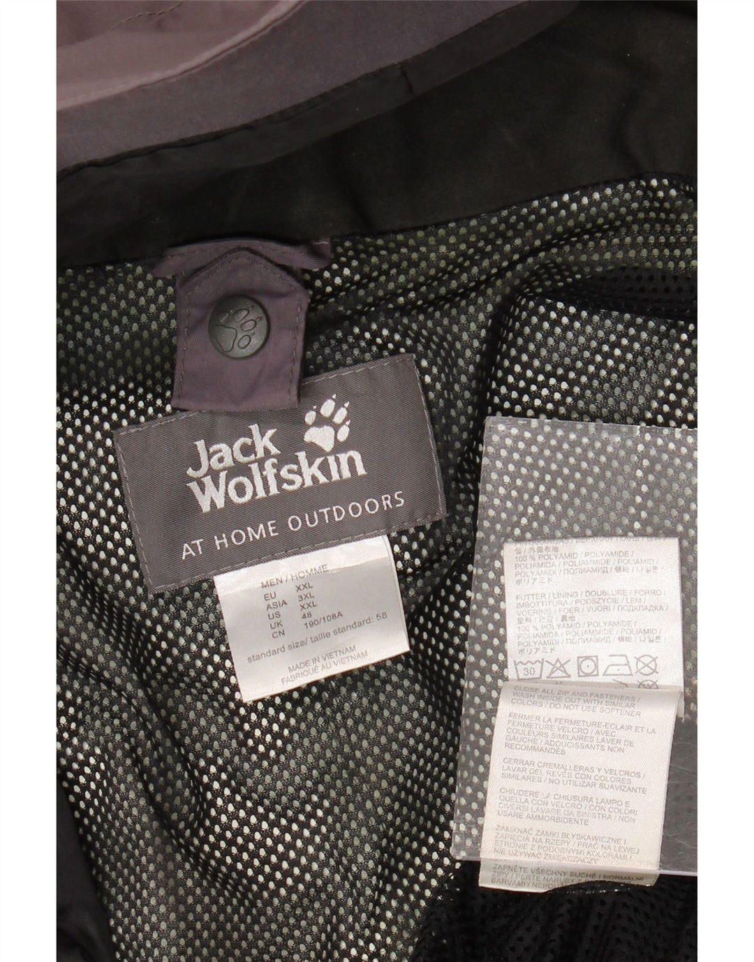 JACK WOLFSKIN Chaqueta impermeable con capucha para hombre UK 48 2XL Gris Colorblock Poliamida