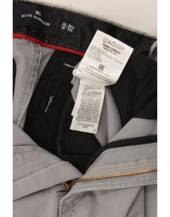 Marks & Spencer Pantalón de traje recto azul Harbor para hombre W34 L33 Gris