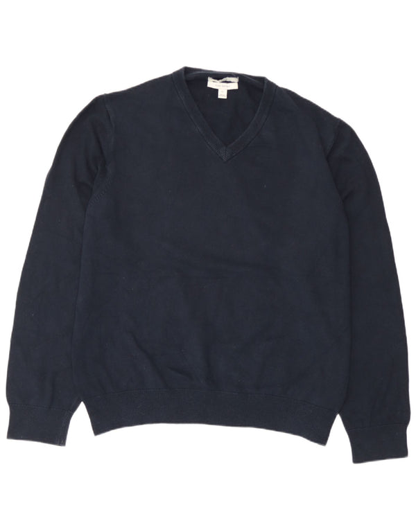 Marks & Spencer Jersey con Cuello en V para Mujer UK 18 XL Algodón Azul Marino