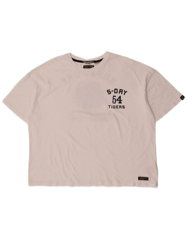 Superdry Camiseta Corta Extragrande con Gráfico para Mujer UK 46 Grande Algodón Blanco