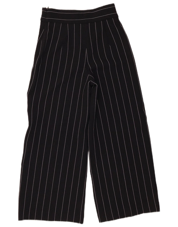 Zara Mujer Pantalones Casuales De Pierna Ancha De Cintura Alta XS W24 L25 Rayas Negras