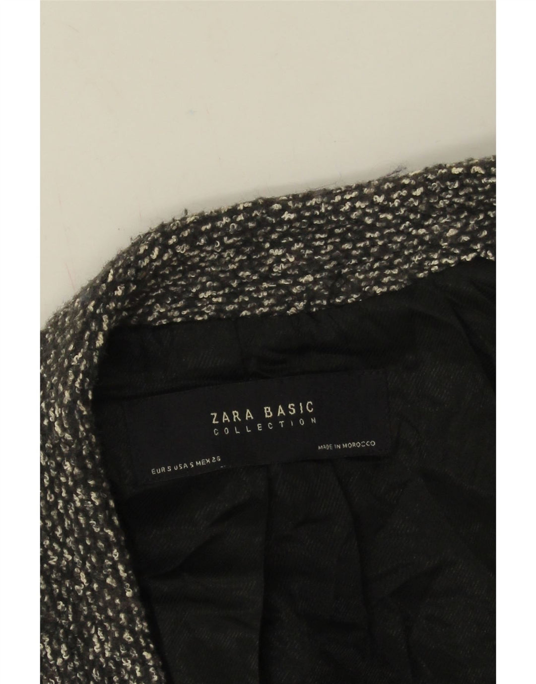 Zara Mujer Chaqueta Americana Larga Abierta UK 10 Small Gris Moteado