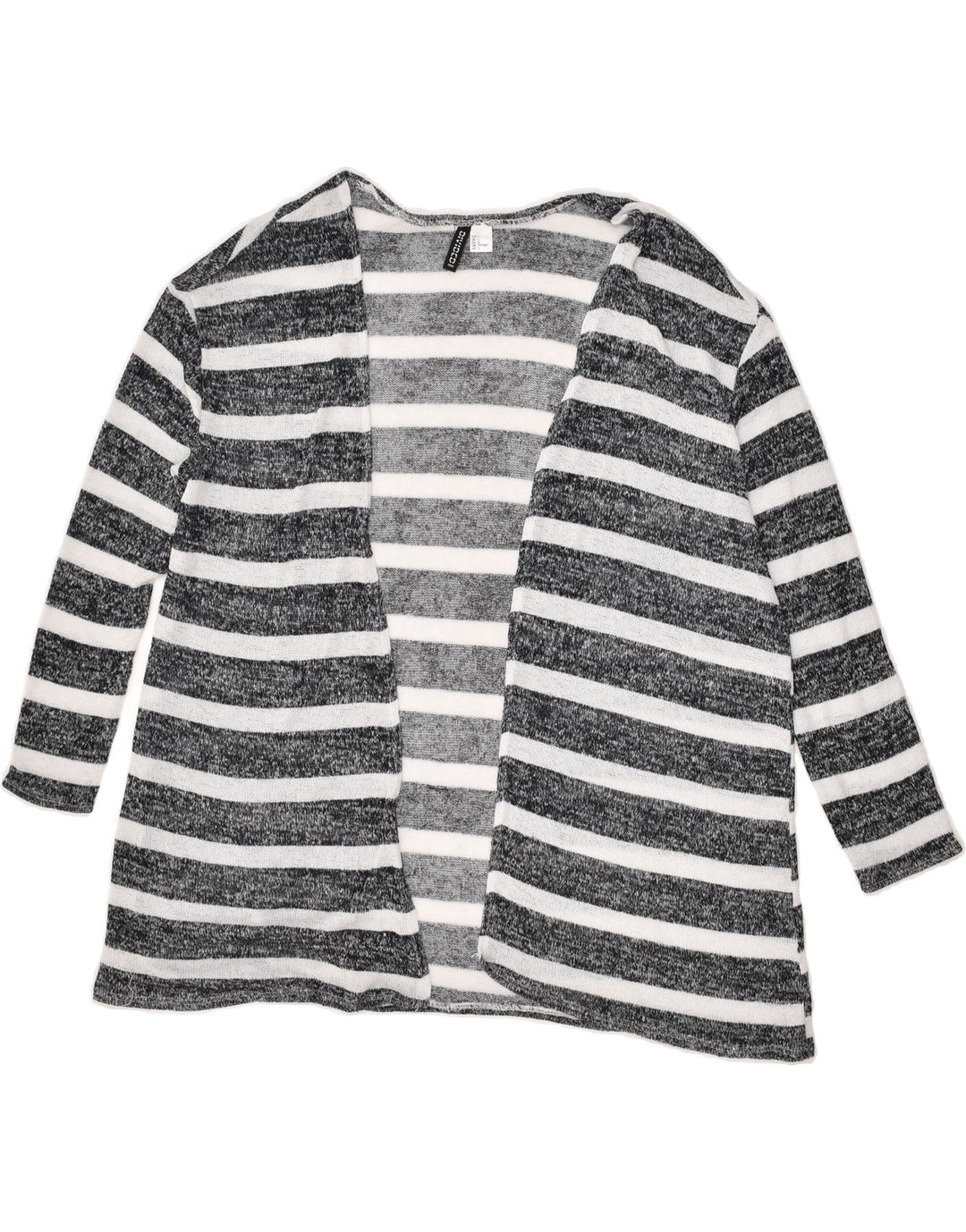 H&M Womens Cardigan Sweater UK 16 Large Grey Striped | Vintage H&M | Thrift | Second-Hand H&M | Used Clothing | Messina Hembry 