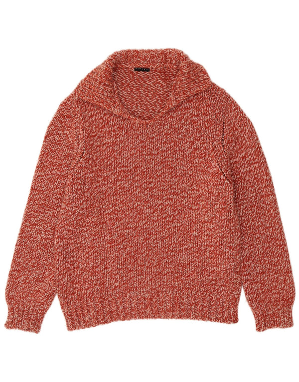 Sisley Jersey con cuello tipo polo para mujer UK 40 XL Lana moteada roja