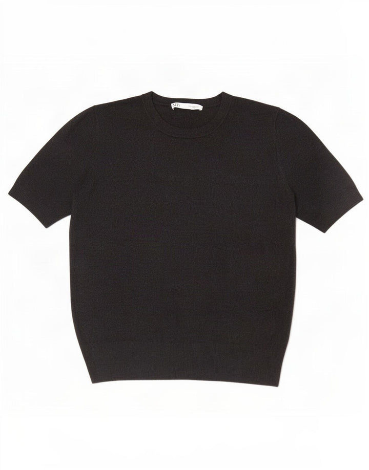 Zara Mujer Blusa De Manga Corta Top UK 42 Gris Medio
