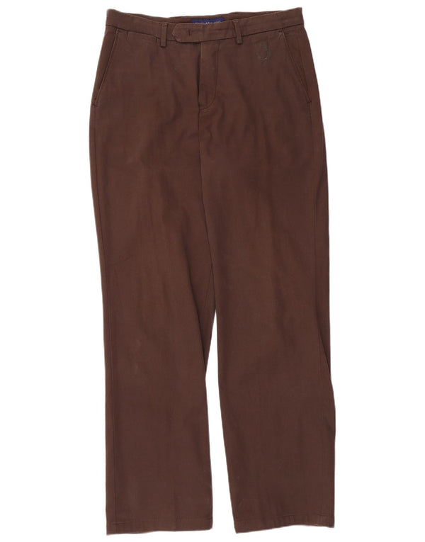 Trussardi Pantalón de traje recto para hombre IT 50 Large W32 L31 Marrón Algodón