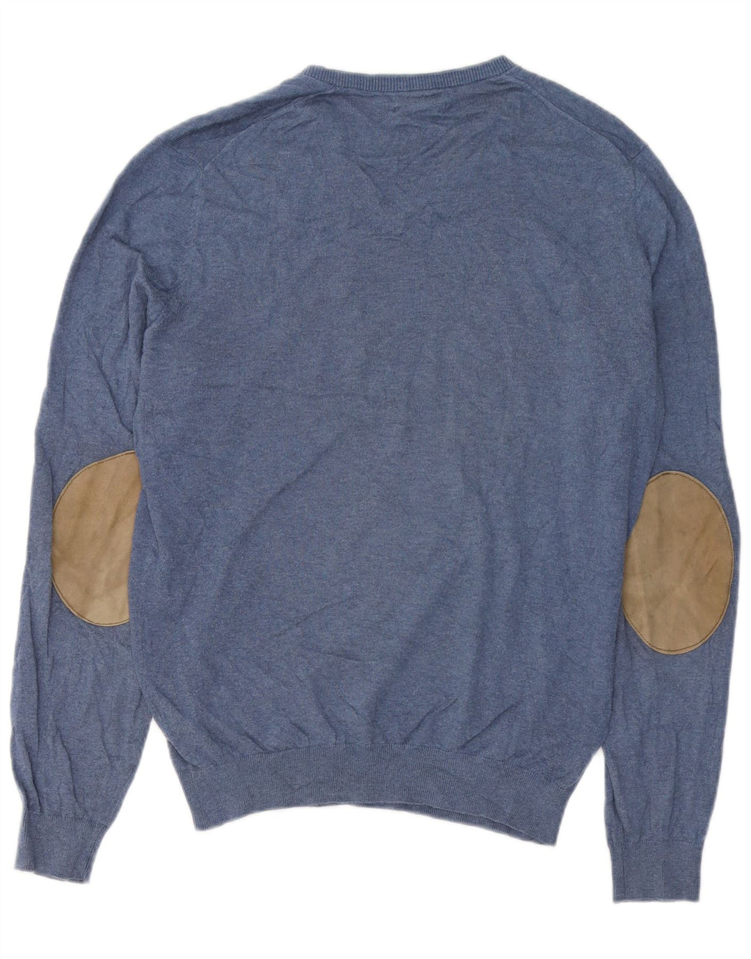 Jersey Massimo Dutti Hombre Cuello Pico Algodón Azul Medio