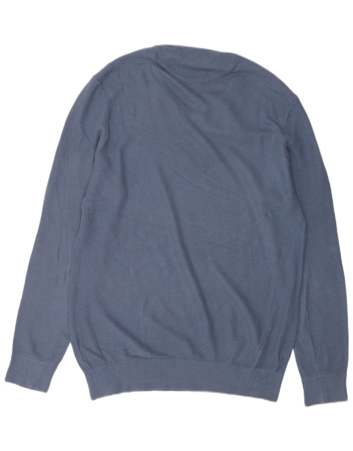 Timberland - Jersey con cuello en V para hombre, talla grande, algodón azul