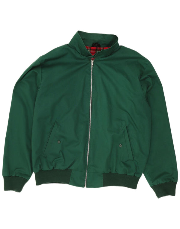 Vintage hombres bomber chaqueta Reino Unido 40 grande verde poliéster retro