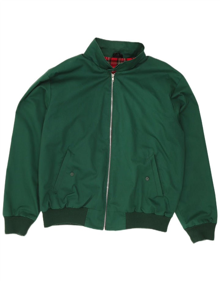 Vintage hombres bomber chaqueta Reino Unido 40 grande verde poliéster retro