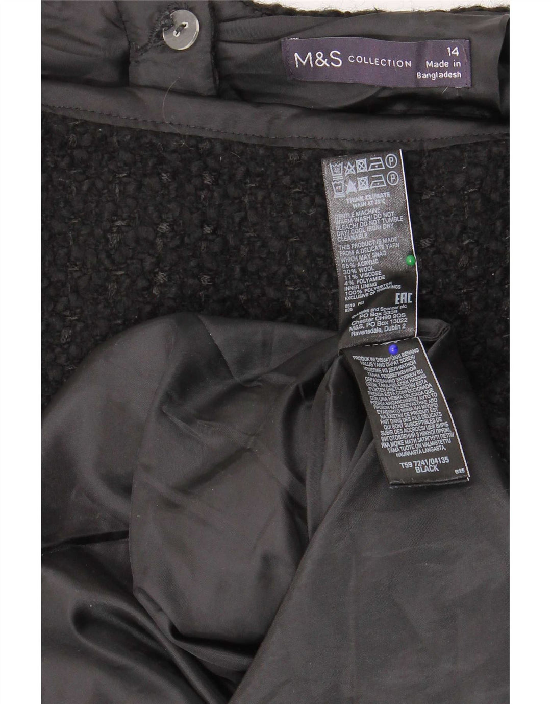 Marks & Spencer Minifalda para mujer UK 44 Medium W32 Acrílico negro