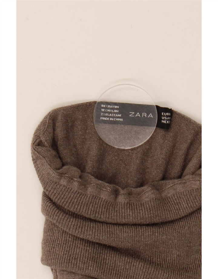 Zara - Jersey con cuello vuelto para mujer, talla 42, rayón gris medio