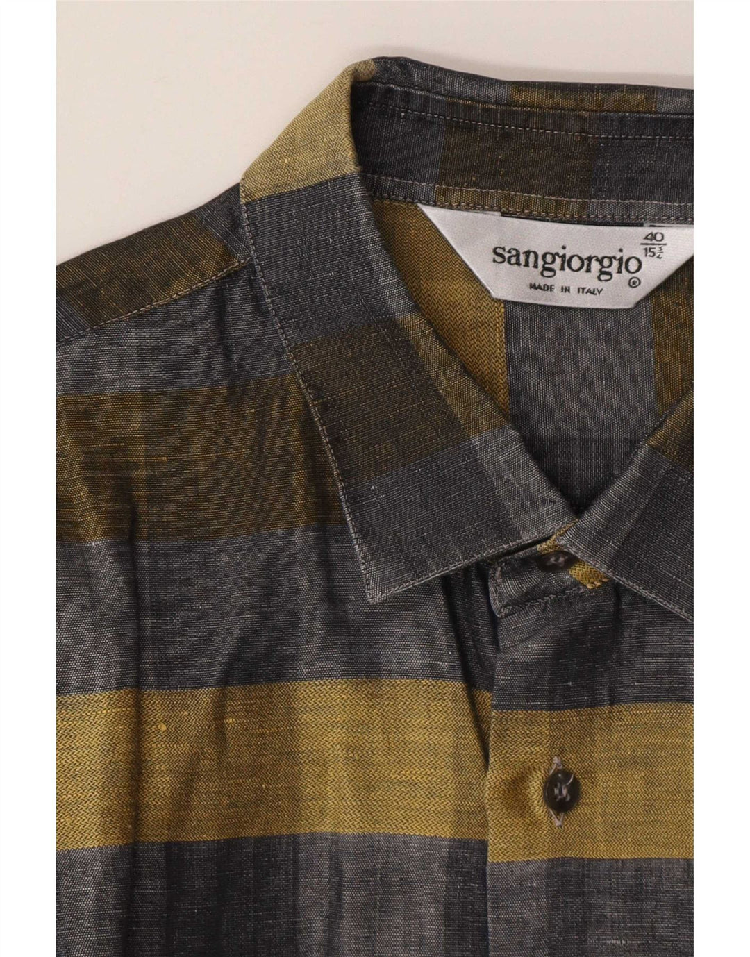 Sangiorgio Camisa Manga Corta Hombre Talla 40/15 Cuadros Gris Medio