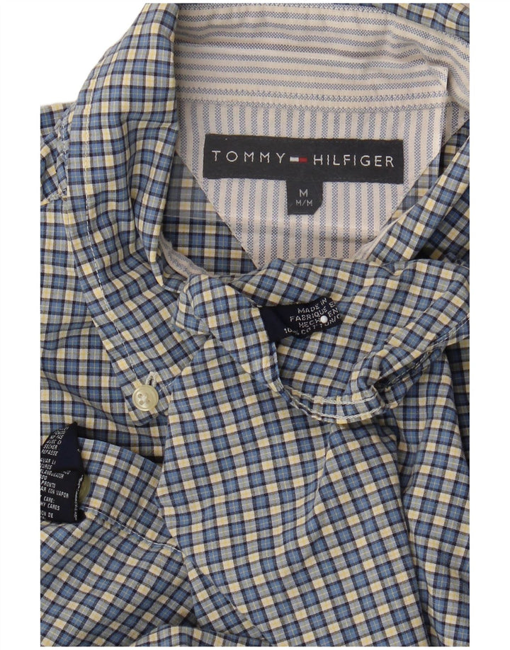 Camisa Tommy Hilfiger Hombre de Manga Corta de Algodón a Cuadros Azul Medio