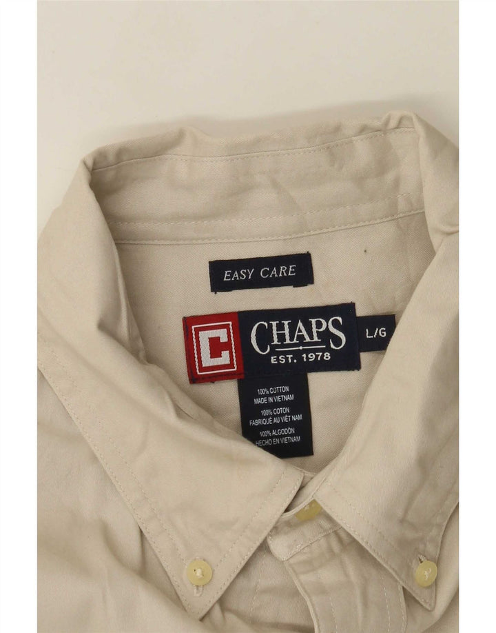 Chaps Camisa de fácil cuidado para hombre, tamaño grande, algodón beige