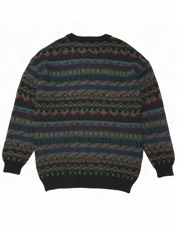 Angelo Litrico Mens Crew Neck Jumper Sweater Large Multicoloured Geometric