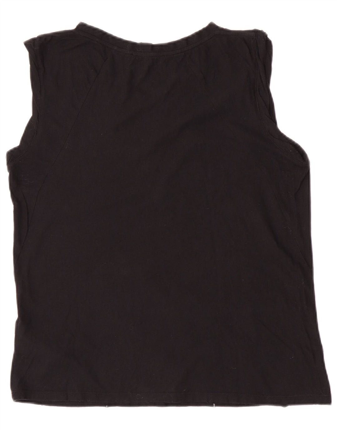 Liu Jo Mujer Gráfico Chaleco Top UK 10 Pequeño Algodón Negro