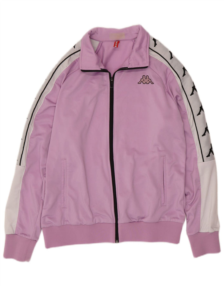 KAPPA Chaqueta superior de chándal gráfico para mujer UK 46 Large Purple Colourblock