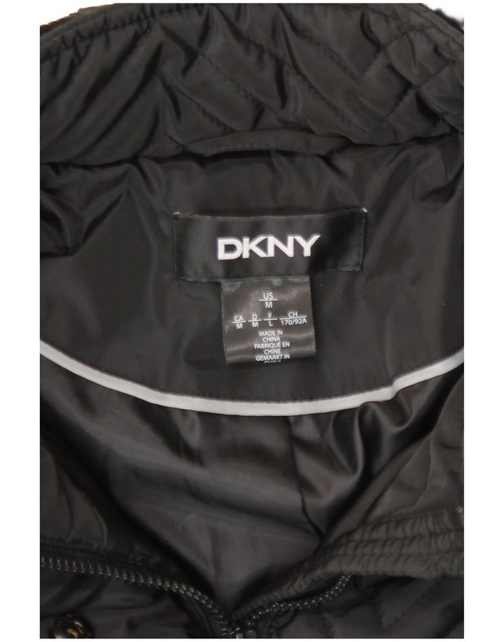 Dkny Abrigo cortavientos con capucha para mujer UK 12 Medium Black Chevron