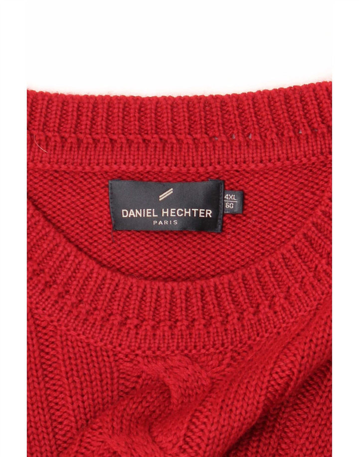 Daniel Hechter Jersey de cuello redondo para hombre, talla 4XL, lana burdeos