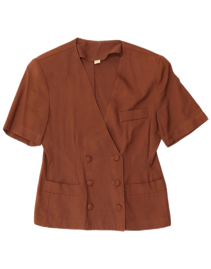 Vintage mujer doble pecho Blazer chaqueta Reino Unido 12 marrón medio