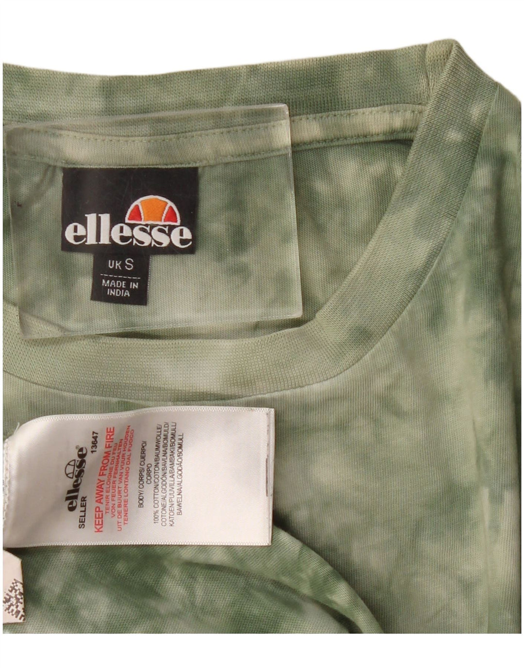 Ellesse Camiseta para hombre Top Small Khaki Tie Dye Cotton