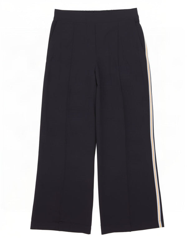 Zara Mujer Pantalones Anchos De Cintura Alta Grande W33 L30 Azul Marino Rayas