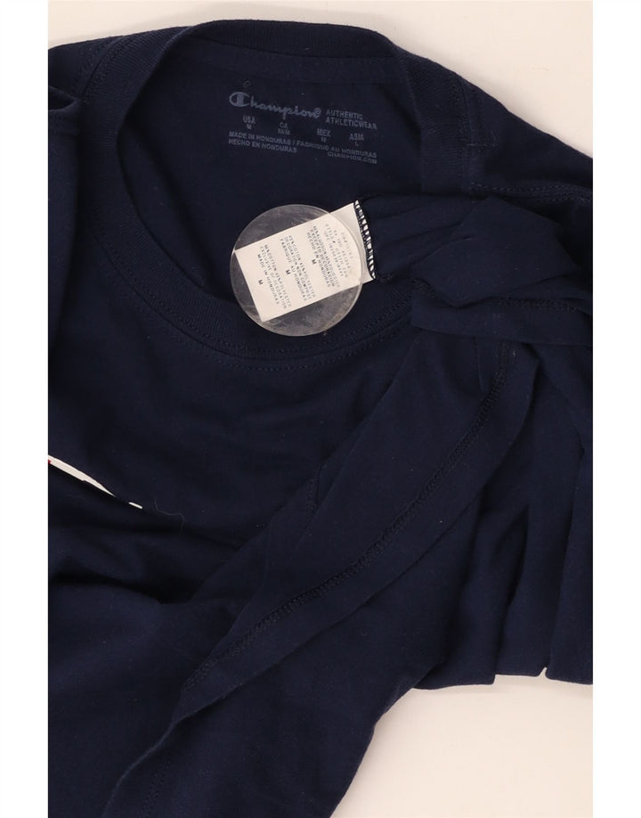 CHAMPION Womens Graphic Top Long Sleeve UK 12 Medium Navy Blue Cotton Vintage Champion and Second-Hand Champion from Messina Hembry 