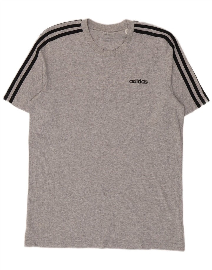 Adidas - Camiseta para hombre, talla grande, algodón moteado gris