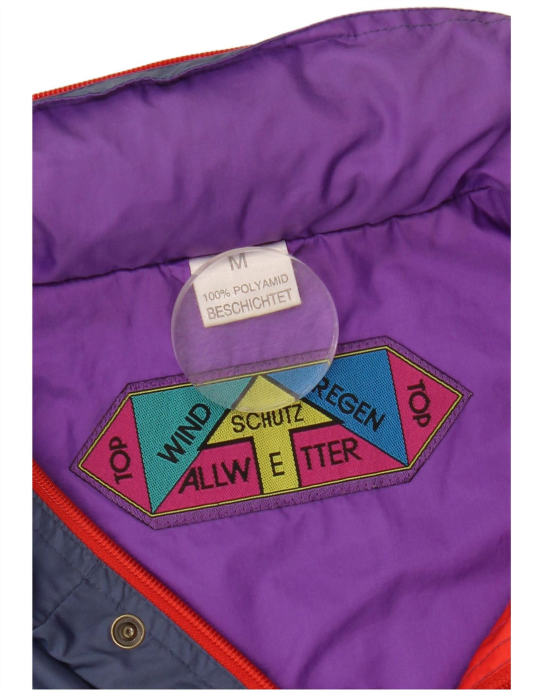 VINTAGE Chaqueta Anorak con capucha para hombre Reino Unido 38 Bloque de color azul marino medio