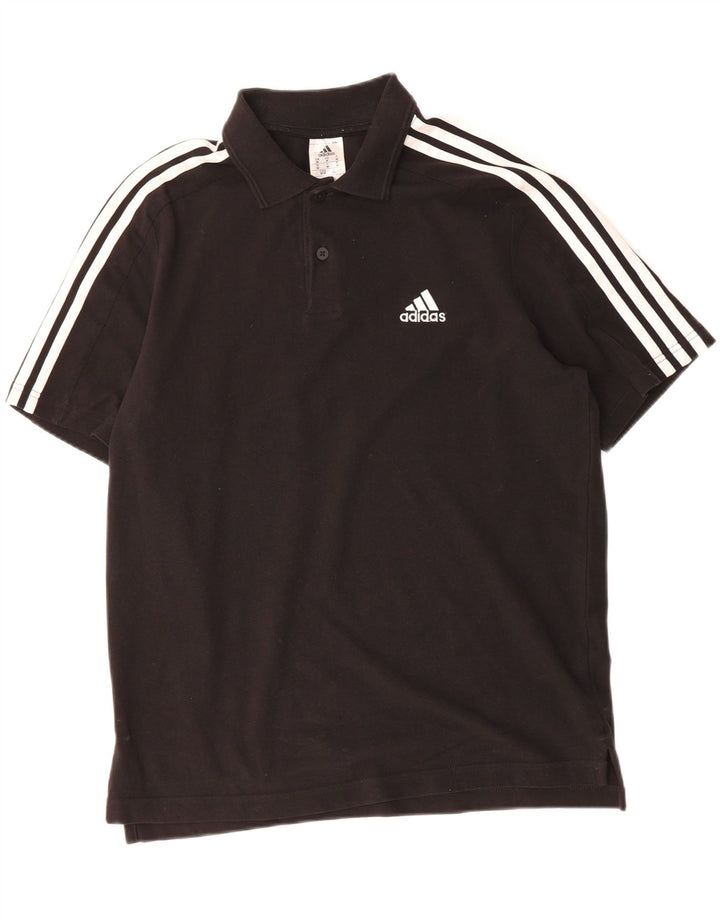 ADIDAS Mens Polo Shirt Medium Black Cotton