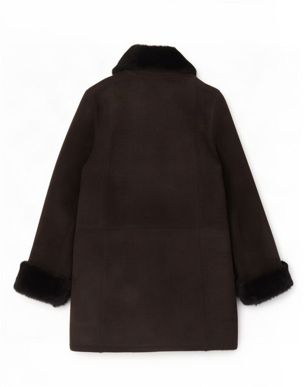 Vintage mujer shearling abrigo Reino Unido 16 grande negro