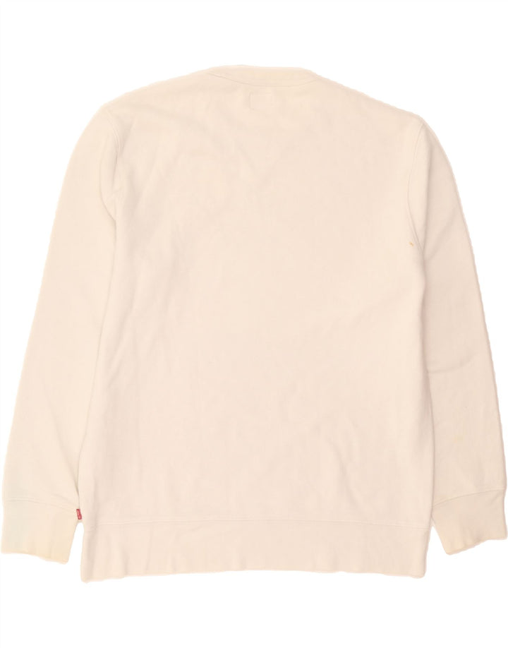 LEVI'S Mens Graphic Sweatshirt Jumper Large White Cotton Vintage Levi's and Second-Hand Levi's from Messina Hembry 