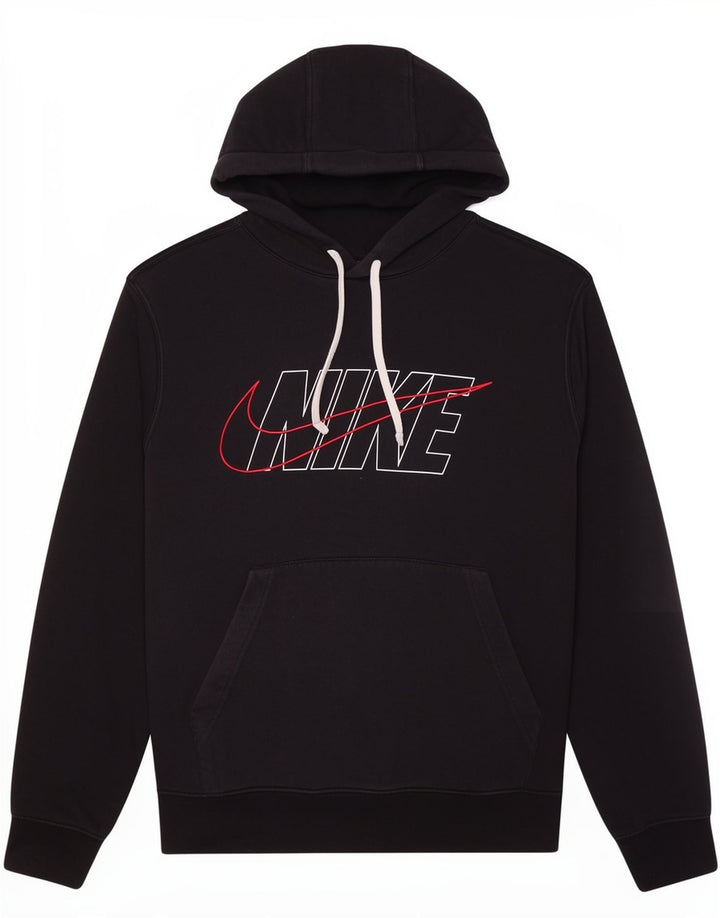 Nike Sudadera con capucha gráfica para hombre, jersey de algodón negro mediano