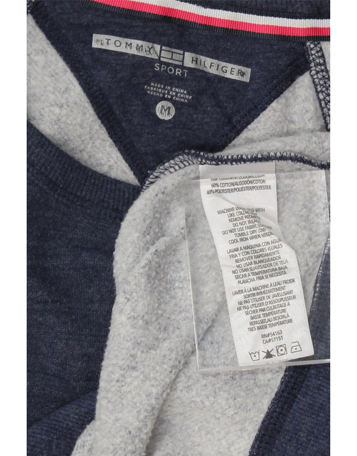 TOMMY HILFIGER Womens Crop Sweatshirt Jumper UK 14 Medium Navy Blue Vintage Tommy Hilfiger and Second-Hand Tommy Hilfiger from Messina Hembry 
