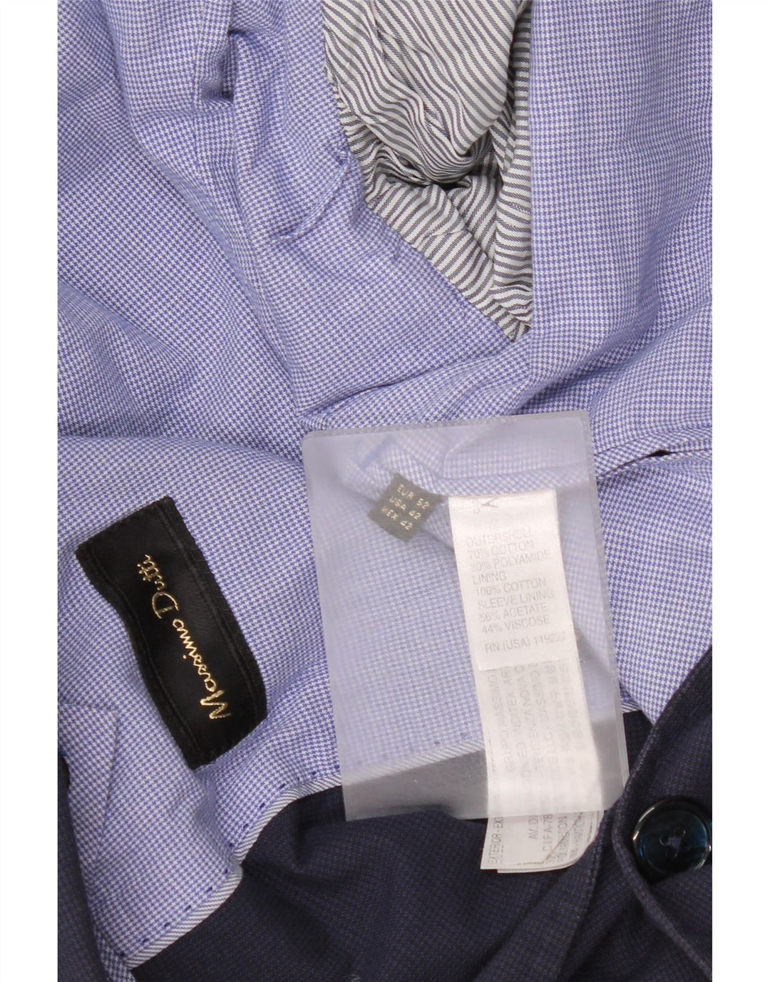 Massimo Dutti Chaqueta Blazer de 2 Botones para Hombre EU 52 Grande Pata de Gallo Azul Marino