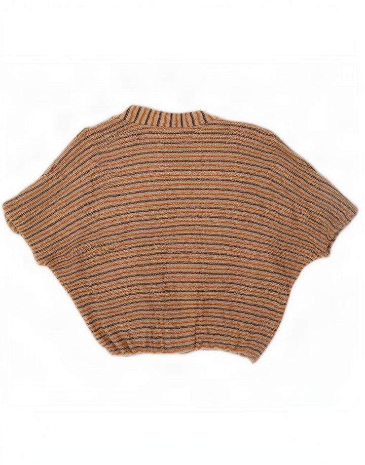 Vintage mujer crop cardigan top EU 40 medio beige rayas