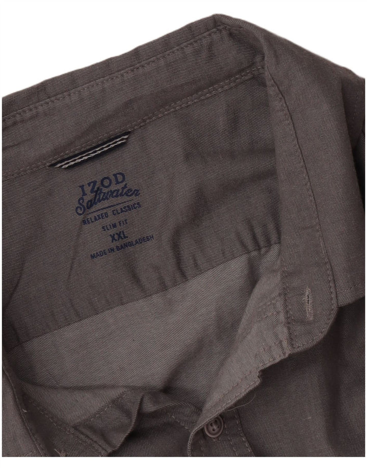 Izod Camisa ajustada de agua salada para hombre 2XL Gris