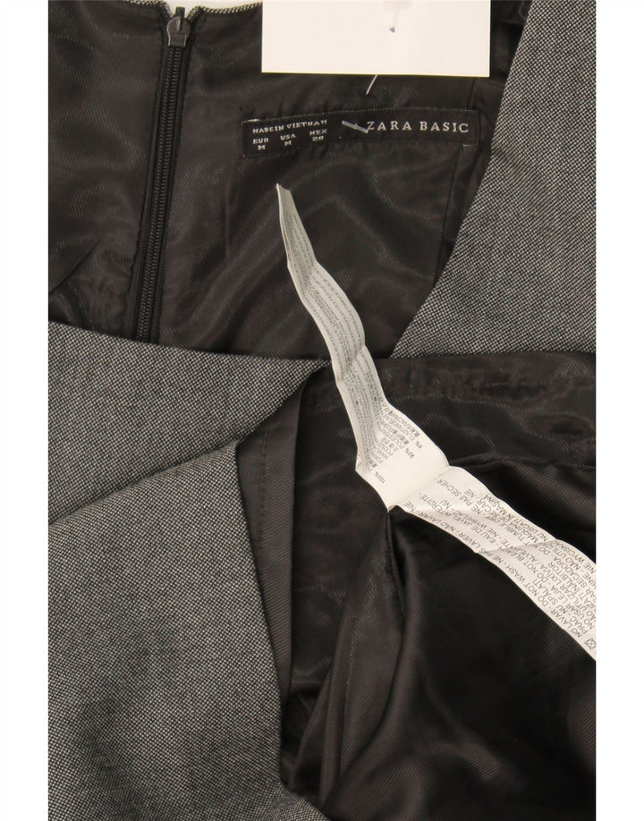Zara Mujer Vestido Peplum UK 42 Poliéster Gris Medio