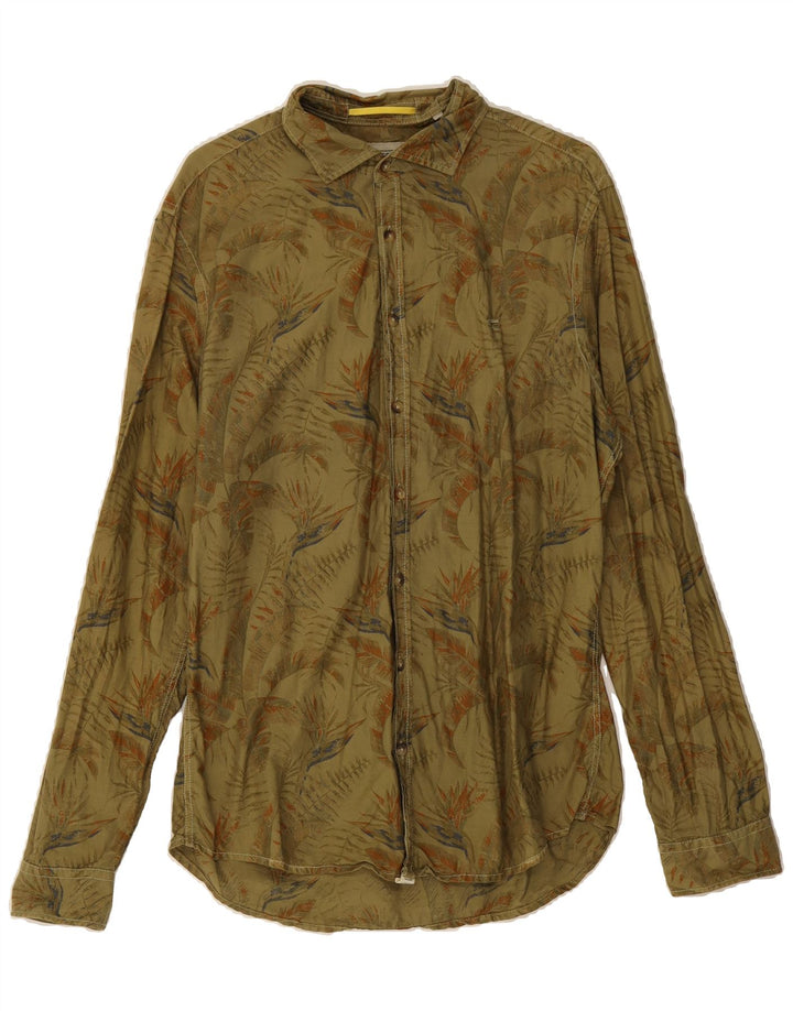 CAMEL ACTIVE Mens Abstract Pattern Shirt Medium Khaki Cotton Vintage Camel Active and Second-Hand Camel Active from Messina Hembry 
