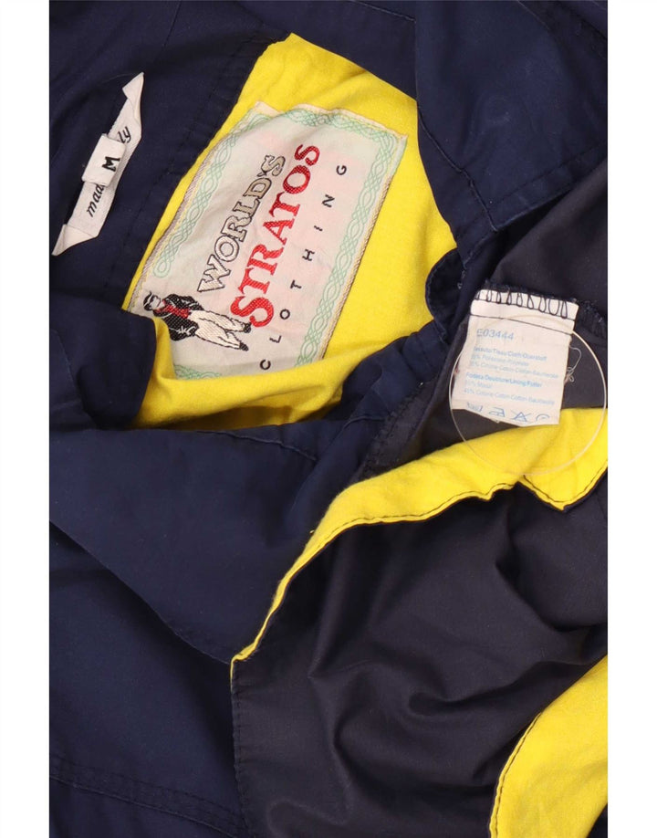 Vintage hombres bomber chaqueta Reino Unido 38 medio azul marino poliéster