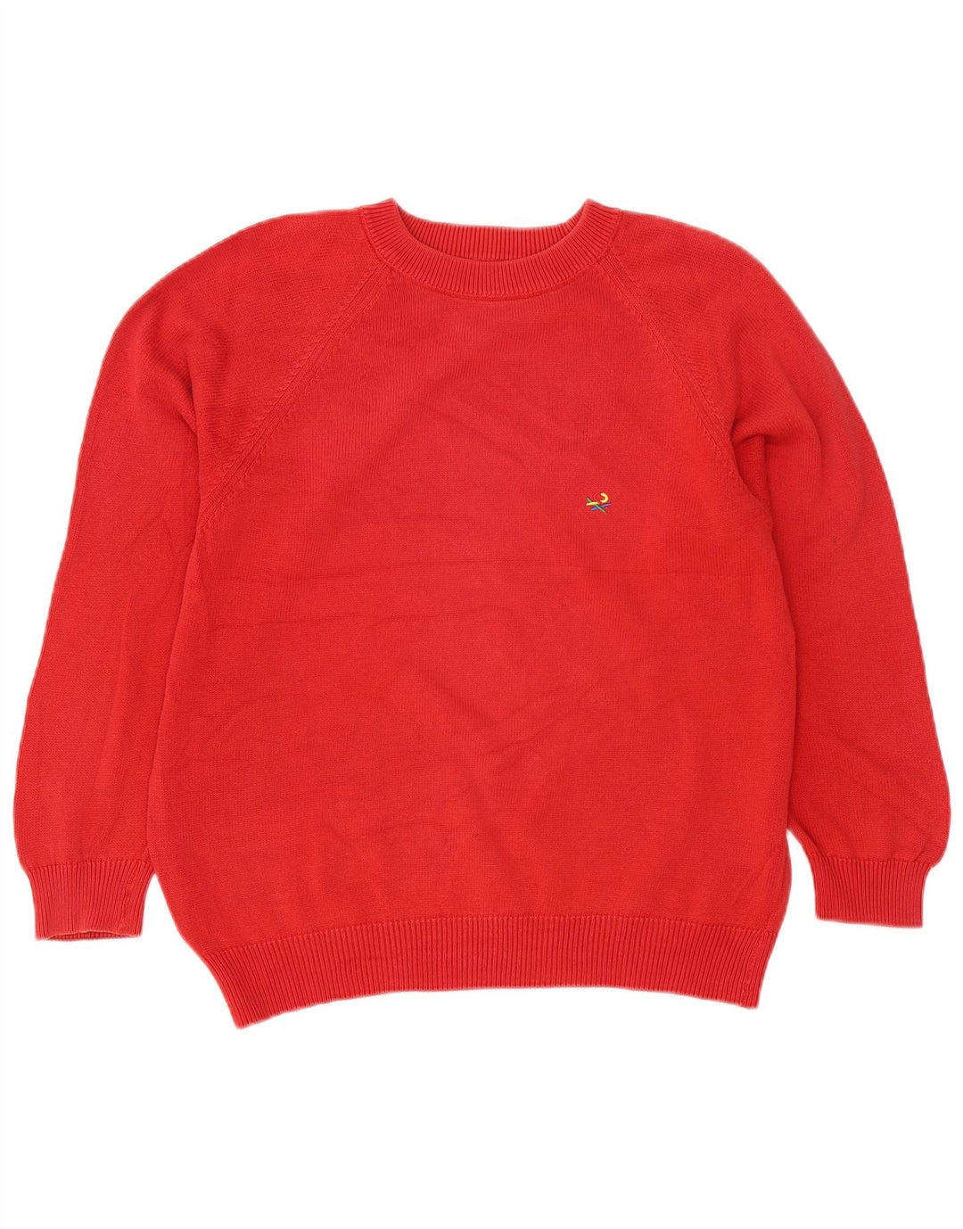 Benetton Jersey De Cuello Redondo Hombre Rojo Medio Algodón
