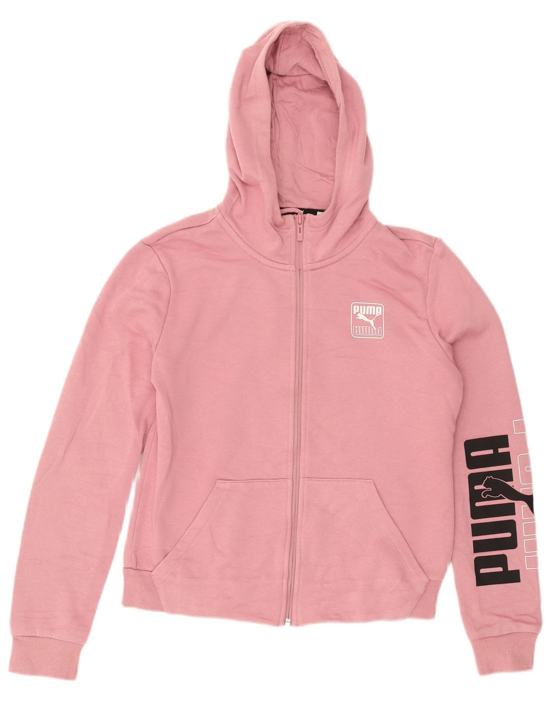 Puma Sudadera con capucha y cremallera gráfica para mujer Reino Unido 14 Algodón rosa medio