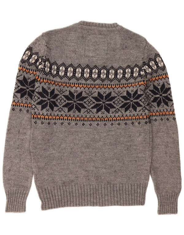 Superdry Jersey De Cuello Redondo Para Hombre Suéter Pequeño Gris Fair Isle Acrílico