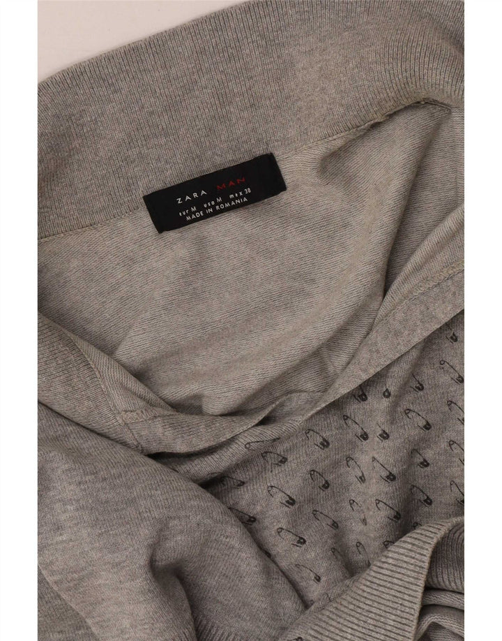 Zara Polo Hombre Estampado Abstracto Gris Medio