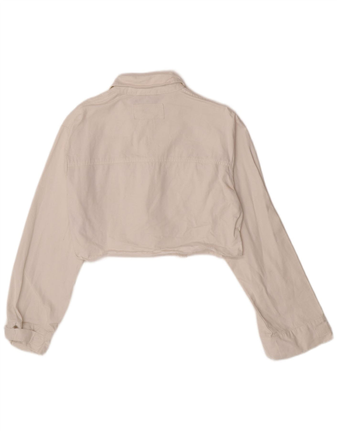 Vintage mujer crop denim chaqueta Reino Unido 10 pequeño algodón blanco