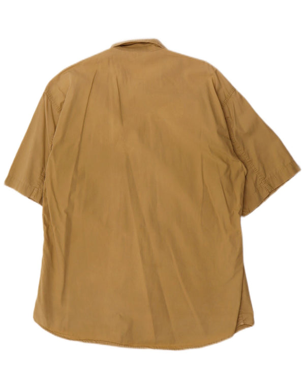 Camisa Carrera Hombre Manga Corta Small Algodón Beige