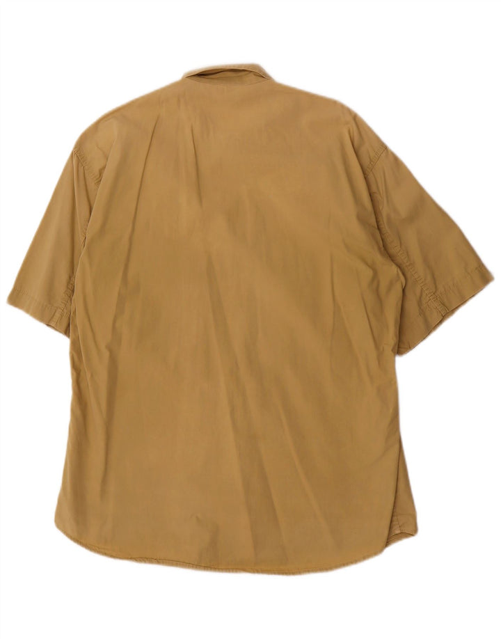 Camisa Carrera Hombre Manga Corta Small Algodón Beige
